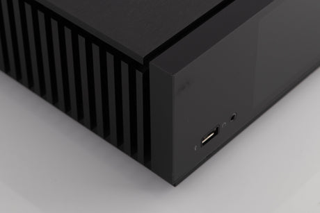 Front left corner of a used Naim Uniti Atom Integrated System in a Black finish