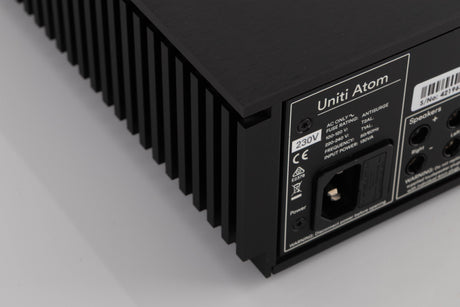 Rear right corner of a used Naim Uniti Atom Integrated System in a Black finish