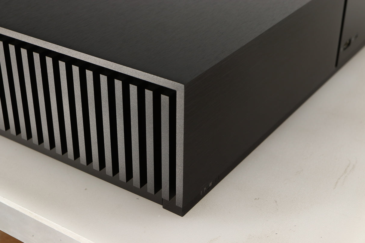 Front left corner of a used Naim Uniti Nova Integrated System in a black finish