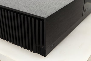 Front left corner of a Naim Uniti Nova Power Edition Streaming System in a black finish