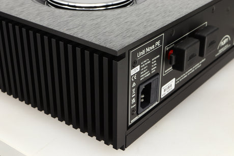 Rear right corner of a Naim Uniti Nova Power Edition Streaming System in a black finish