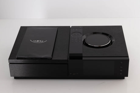 Top of a used Naim Uniti Star Integrated Music System in a Black finish showing Manual and Remote