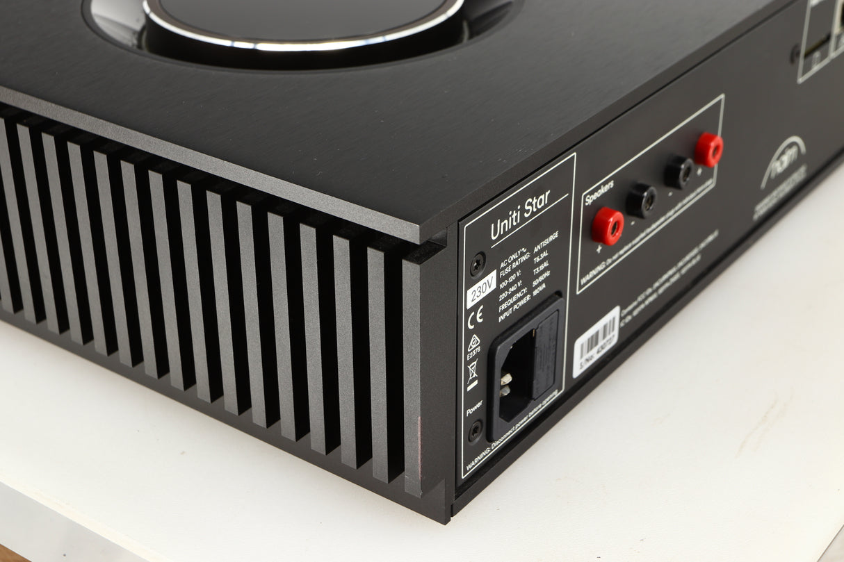 Rear right corner of a used Naim Uniti Star Integrated Music System in a black finish