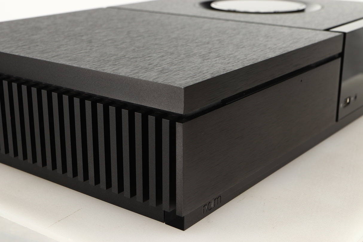 Front left corner of a used Naim Uniti Star Integrated Music System in a black finish