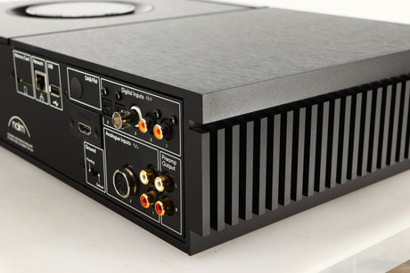 Rear left corner of a used Naim Uniti Star Integrated Music System in a black finish