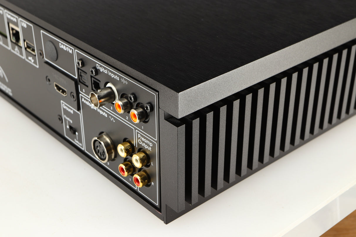Rear left corner of a used Naim Uniti Star Streaming System in a black finish