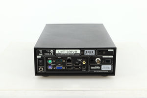 Rear view of a used Naim Unitiserve 2TB Music Server showing mains input, mouse, keyboard, serial, VGA, ethernet, USB, composite video, and S video inputs, and S/PDIF output
