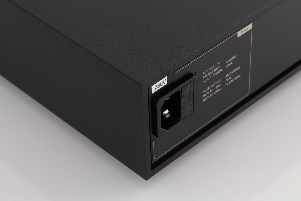 Rear right corner of a used Naim XPS-2 Power Supply in a Black finish