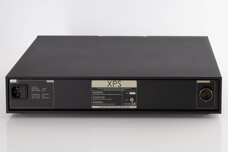 Rear view of a used Naim XPS-2 Power Supply in a Black finish showing Mains Input and Power Supply Output