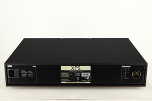 Rear view of a used Naim XPS DR Power Supply in a black finish showing Mains Input and Power Supply Output
