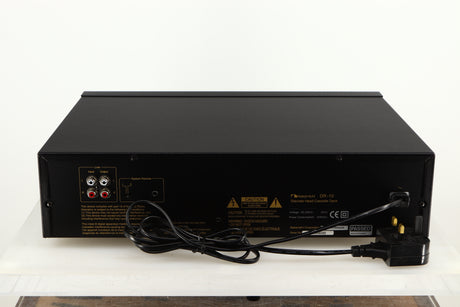 Rear view of a used Nakamichi DR-10 Cassette Deck in a black finish showing Phono Inputs and Phono Outputs