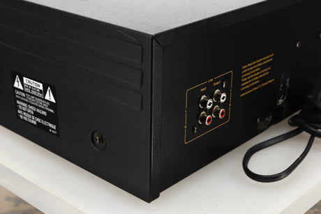Rear left corner view of a used Nakamichi RX-202E Cassette Deck