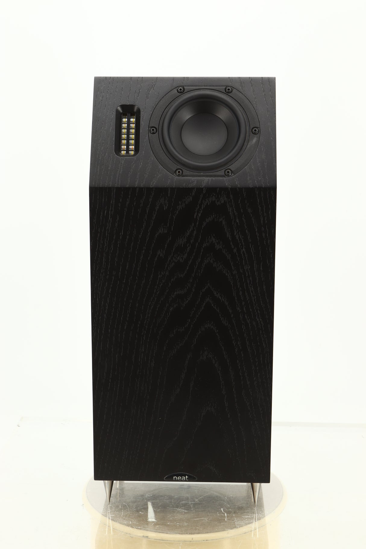 Front view of a used NEAT Acoustics Iota Alpha Floorstanding Speaker in Black Oak finish