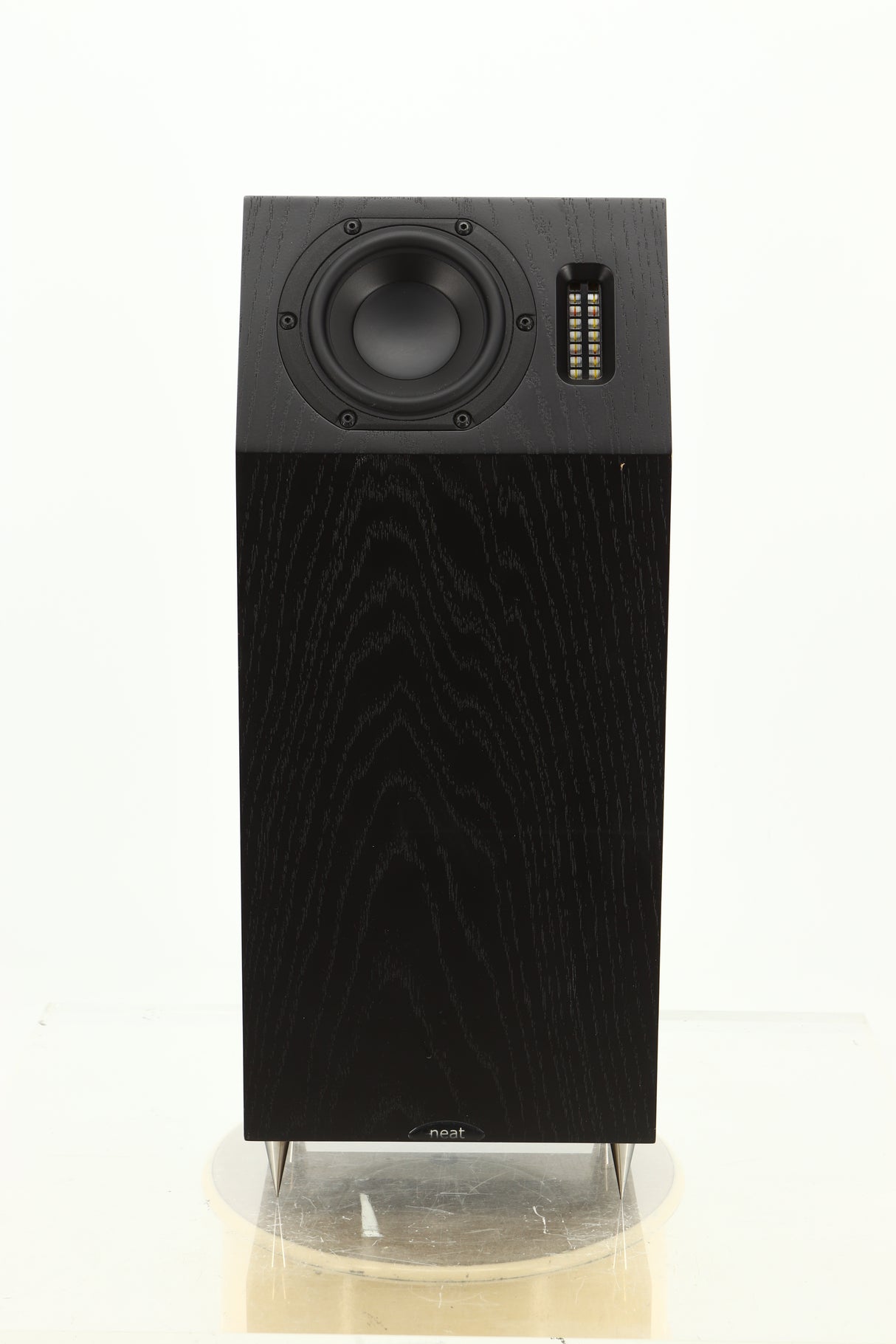 Front view of a used NEAT Acoustics Iota Alpha Floorstanding Speaker in Black Oak finish