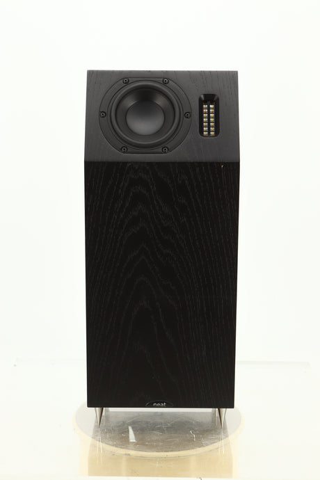 Front view of a used NEAT Acoustics Iota Alpha Floorstanding Speaker in Black Oak finish
