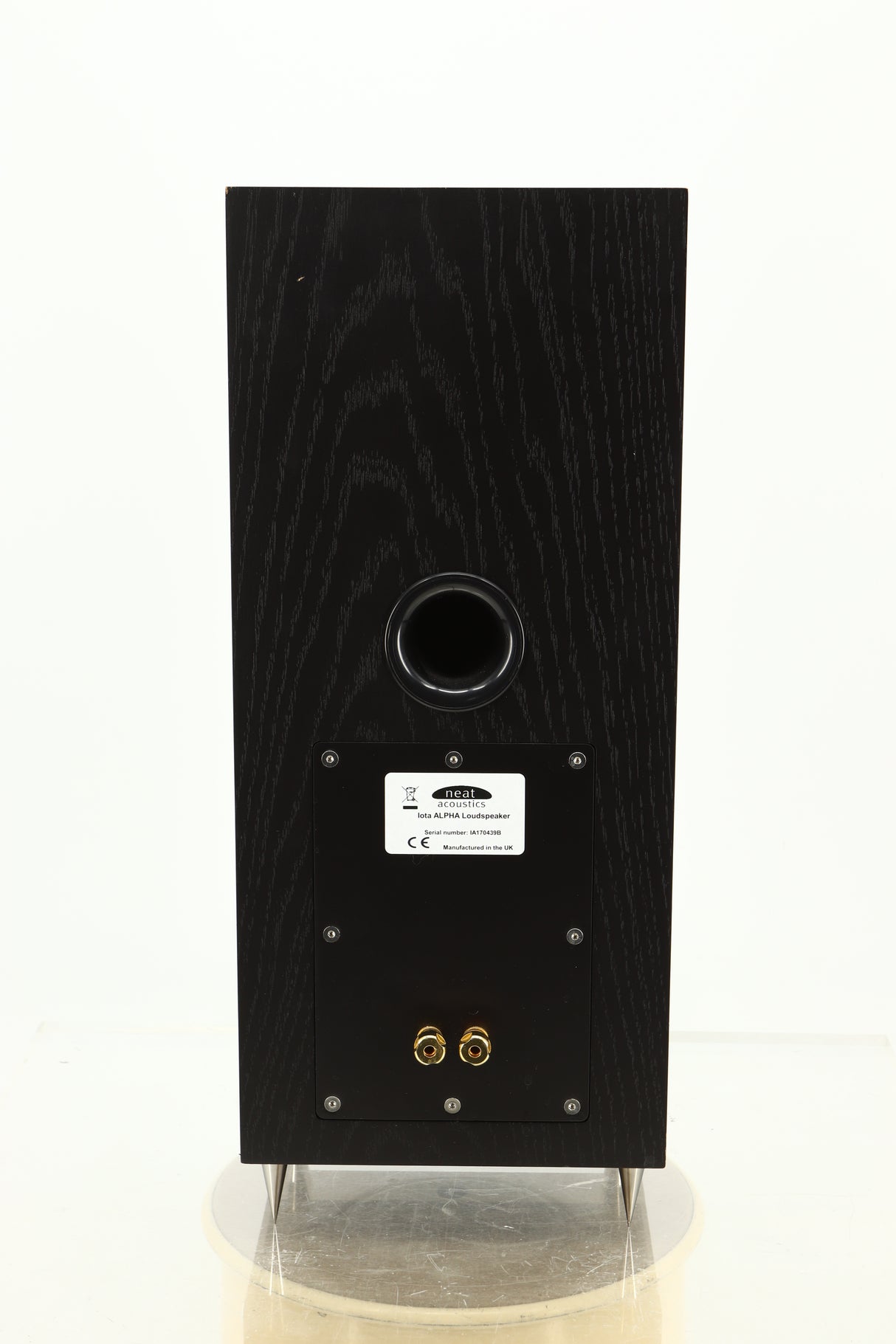 Rear view of a used NEAT Acoustics Iota Alpha Floorstanding Speaker in Black Oak finish