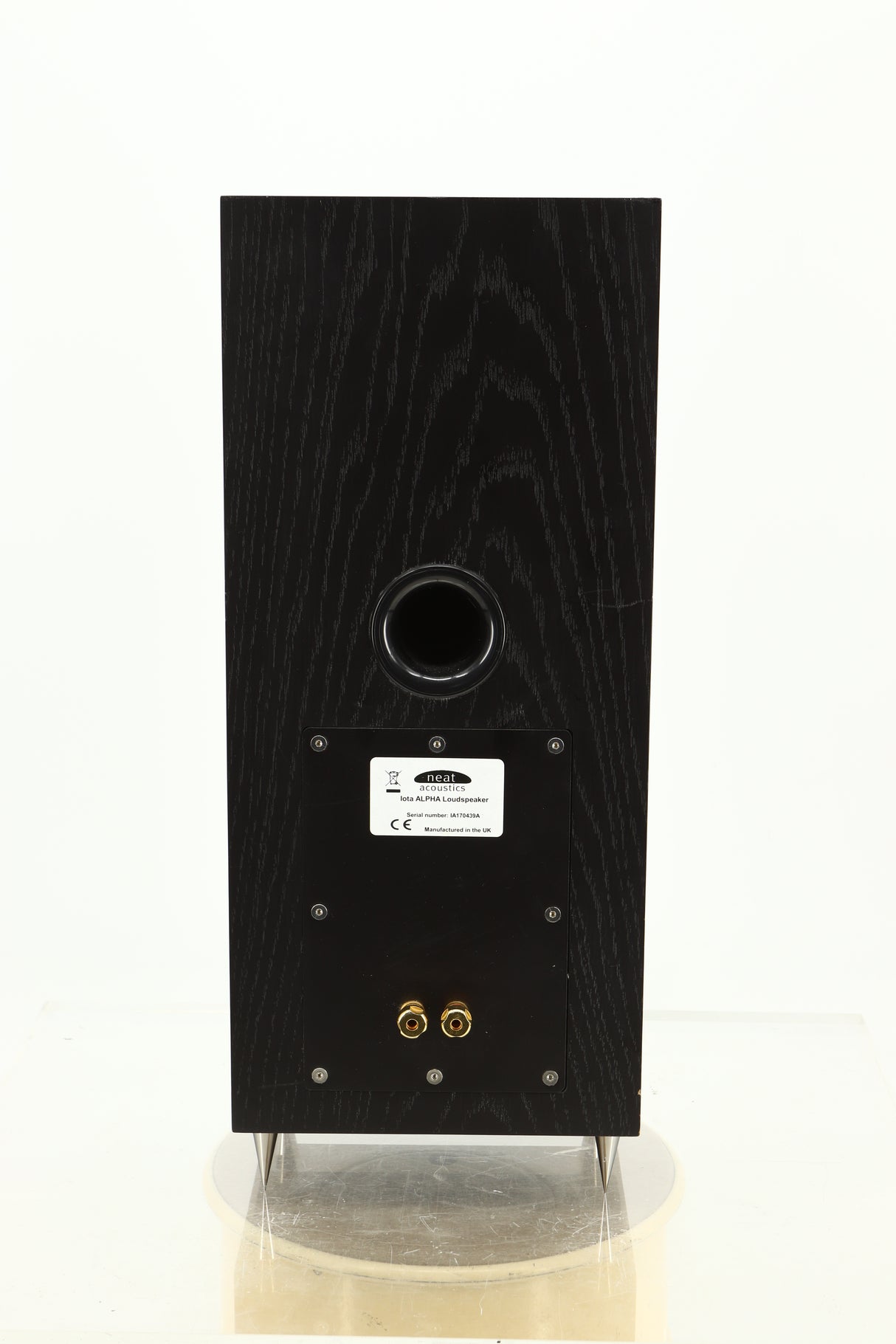 Rear view of a used NEAT Acoustics Iota Alpha Floorstanding Speaker in Black Oak finish