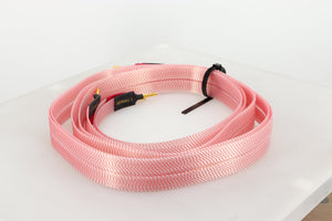 Rear right angle of a used Nordost Heimdall 2 Speaker Cables 2.0m Pair in a pink finish