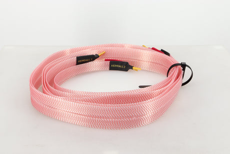 Rear view of a used Nordost Heimdall 2 Speaker Cables 2.0m Pair in a pink finish