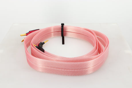 Right side view of a used Nordost Heimdall 2 Speaker Cables 2.0m Pair in a pink finish