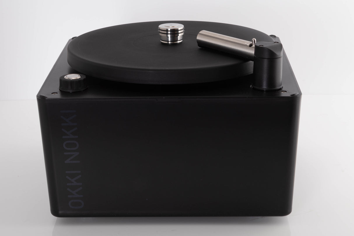 Front view of a used Okki Nokki One Record Cleaning Machine in a Black finish