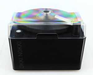 Top of a used Okki Nokki One Record Cleaning Machine in a black finish showing the lid