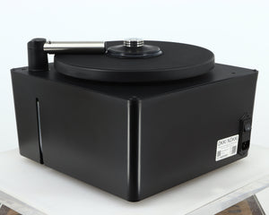 Rear right corner of a used Okki Nokki One Record Cleaning Machine in a black finish