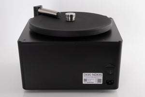 Rear view of a used Okki Nokki One Record Cleaning Machine in a Black finish showing Mains Cable