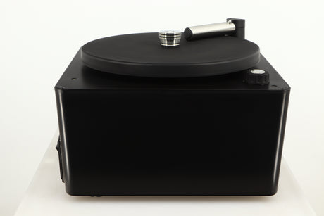 Left side view of a used Okki Nokki One Record Cleaning Machine in a black finish
