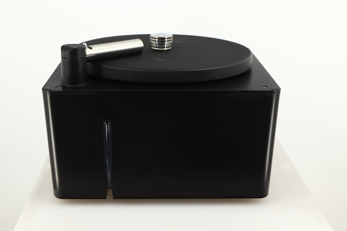 Right side view of a used Okki Nokki One Record Cleaning Machine in a black finish