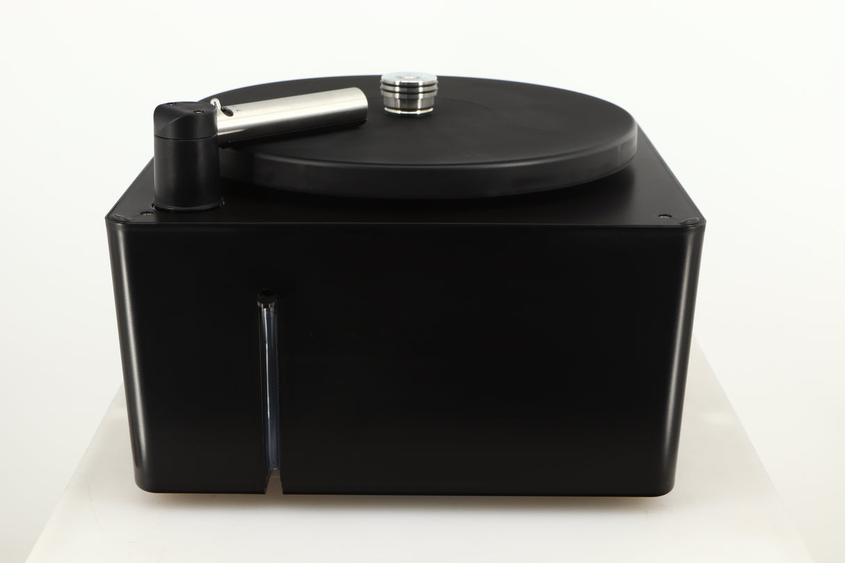 Right side view of a used Okki Nokki One Record Cleaning Machine in a black finish
