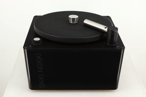 Top of a used Okki Nokki One Record Cleaning Machine in a black finish