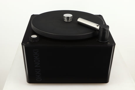 Top of a used Okki Nokki One Record Cleaning Machine in a black finish