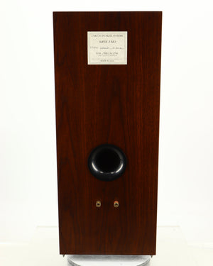 Rear view of a used Omega Super 3XRS Floorstanding Speaker in a walnut finish