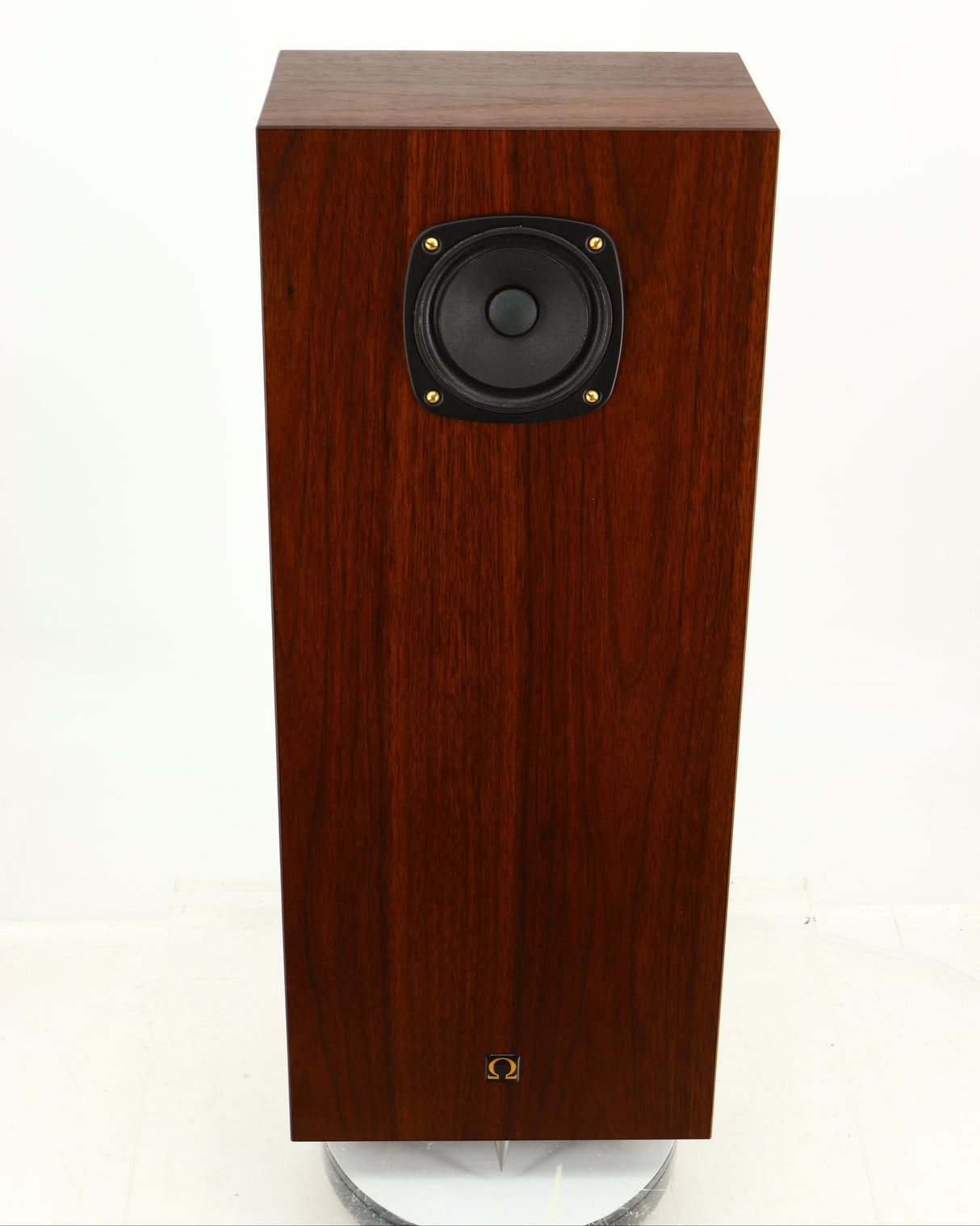 Top of a used Omega Super 3XRS Floorstanding Speaker in a walnut finish