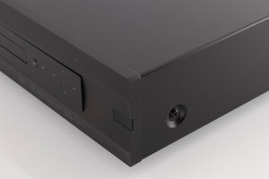 Front right corner of a used Oppo BDP-95EU Blu-Ray Player in a Black finish