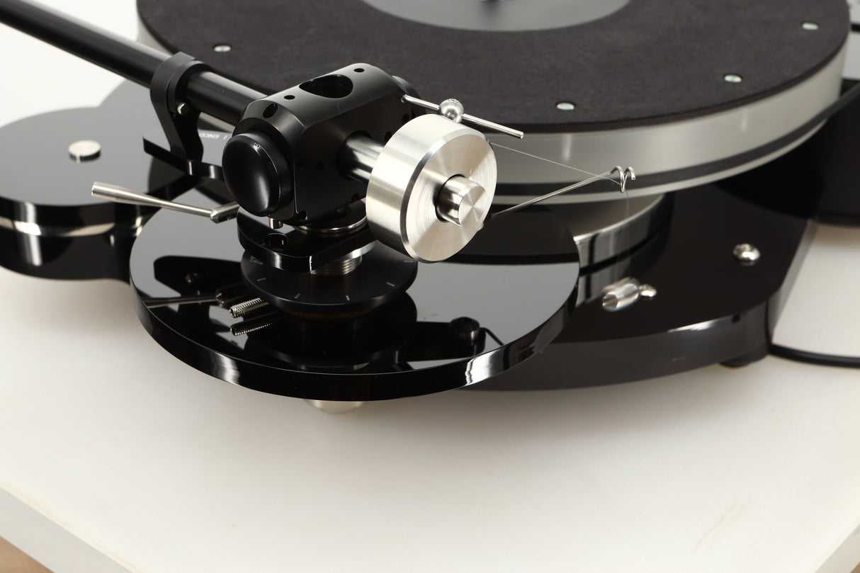Rear left corner view of a used Origin Live Calypso Mk5 Turntable with Encounter MK5 Tonearm