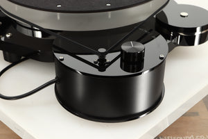 Rear right corner view of a used Origin Live Calypso Mk5 Turntable with Encounter MK5 Tonearm