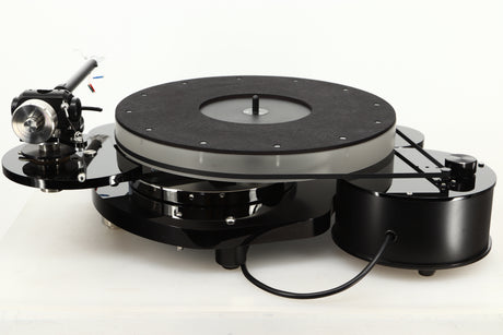 Rear view of a used Origin Live Calypso Mk5 Turntable with Encounter MK5 Tonearm
