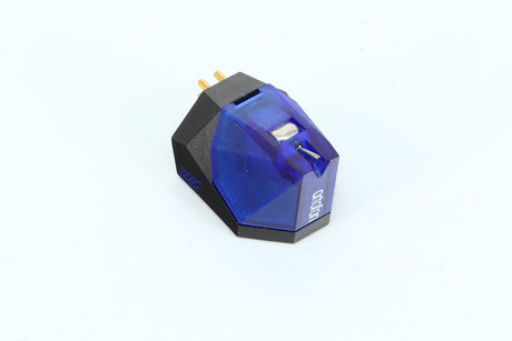 Front left angle of a used Ortofon 2M Blue MM Cartridge