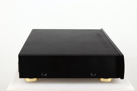 Left side view of a used Parasound Halo P6 Pre Amplifier in a black finish
