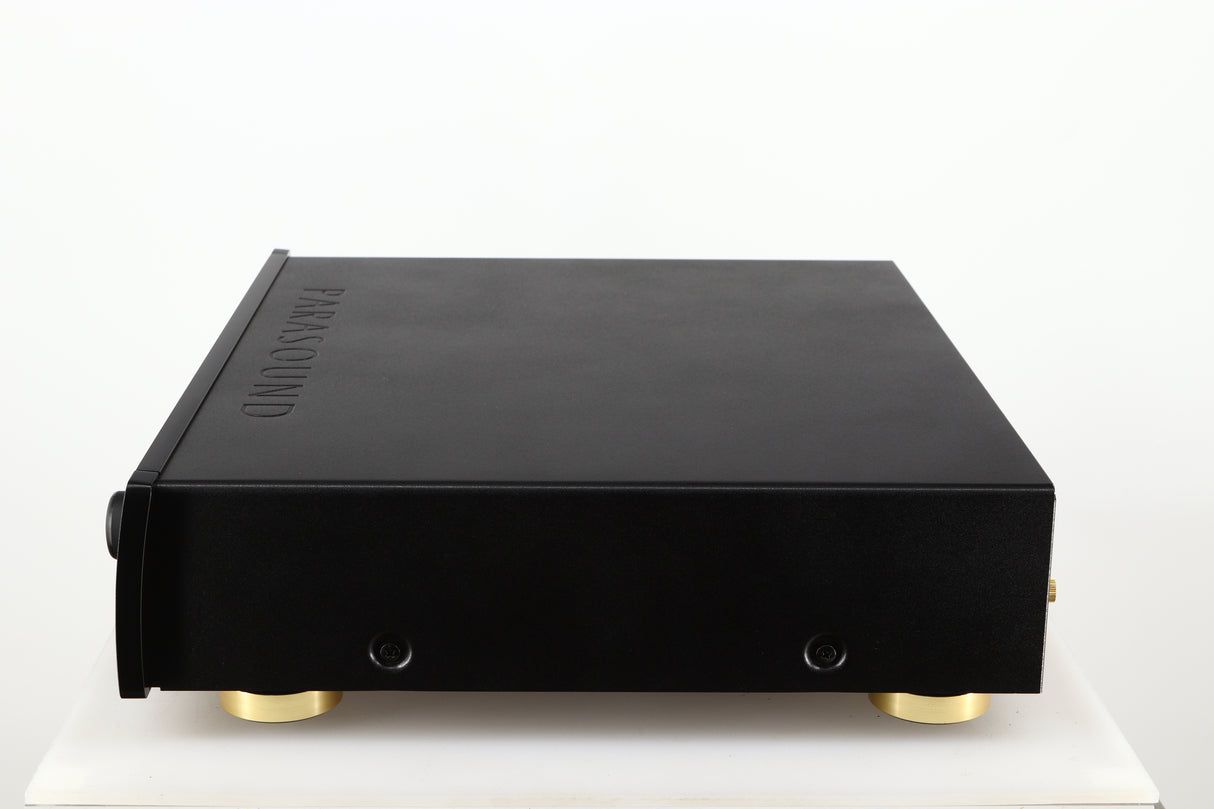 Right side view of a used Parasound Halo P6 Pre Amplifier in a black finish