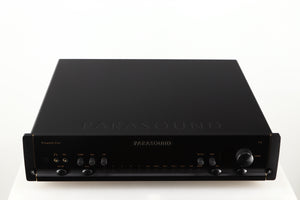 Top of a used Parasound Halo P6 Pre Amplifier in a black finish