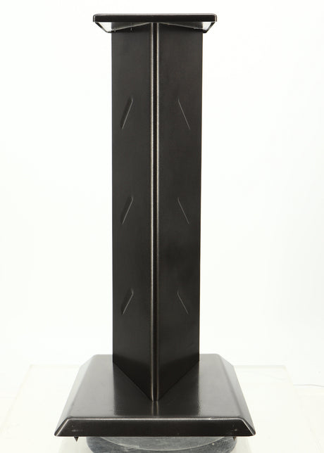 Front view of a used Partington Dreadnought Ultima 60cm Speaker Stand in a black mirror finish