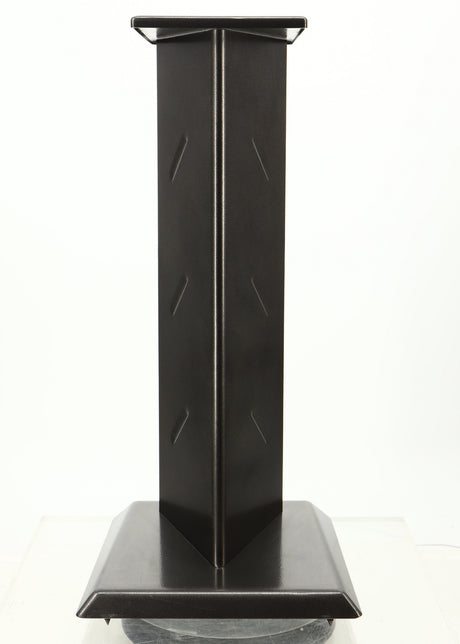 Front view of a used Partington Dreadnought Ultima 60cm Speaker Stand in a black mirror finish
