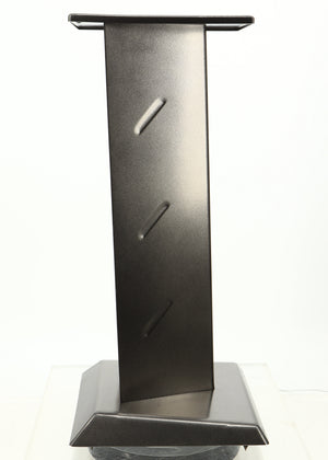 Left side view of a used Partington Dreadnought Ultima 60cm Speaker Stand in a black mirror finish