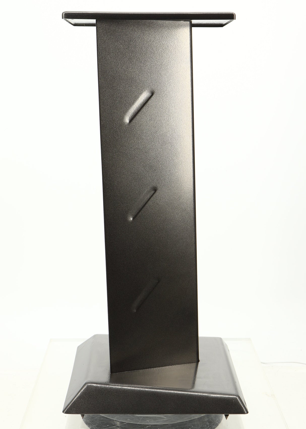 Left side view of a used Partington Dreadnought Ultima 60cm Speaker Stand in a black mirror finish