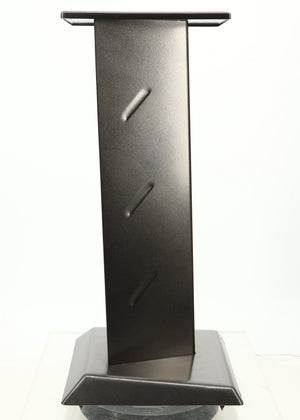 Left side view of a used Partington Dreadnought Ultima 60cm Speaker Stand in a black mirror finish