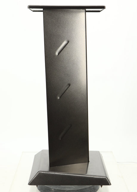 Left side view of a used Partington Dreadnought Ultima 60cm Speaker Stand in a black mirror finish