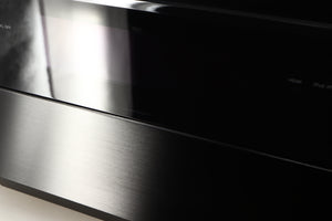 Close up of a used Pioneer SC-LX75 AV Receiver in a black finish showing mark inside screen